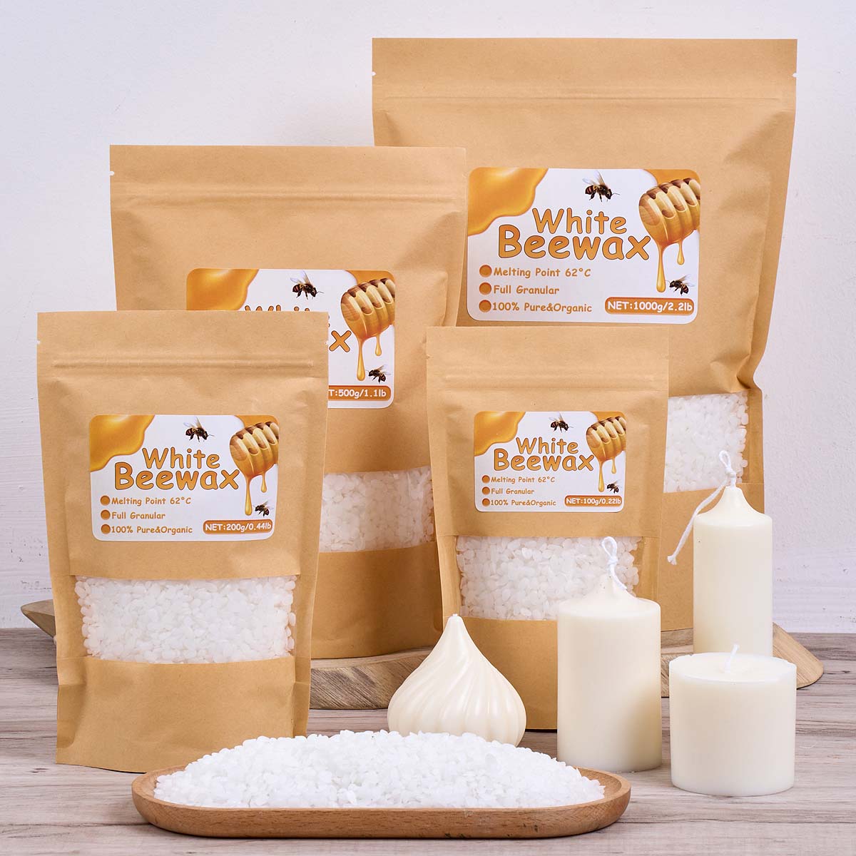 Candle Making Kit For Beginners - 1000g cera de abelha branca diy