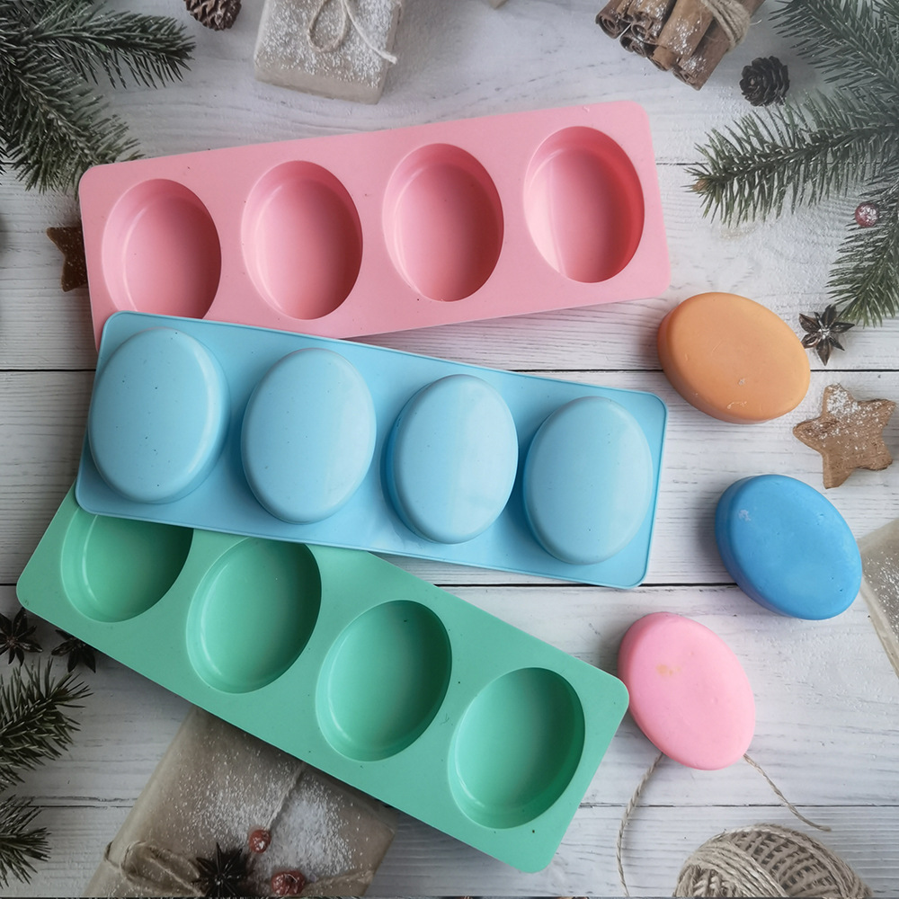 Candle Making Diy Kit - 4 cavidades oval artesanal sabão molde