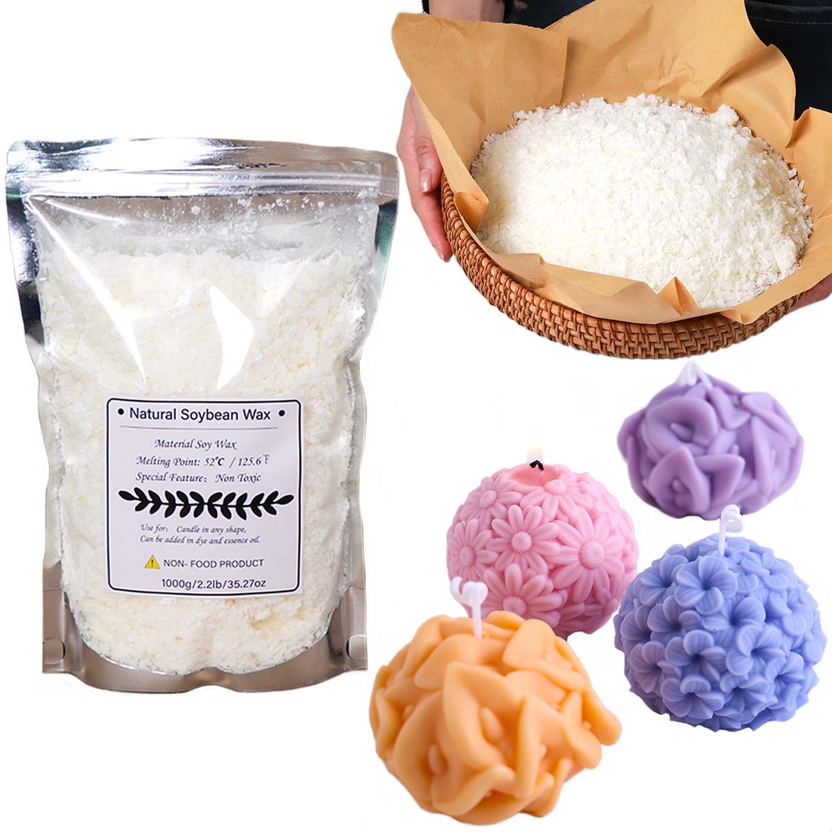 Floco de cera de soja natural  - Candle Making Kit For Beginners avaliação e preço