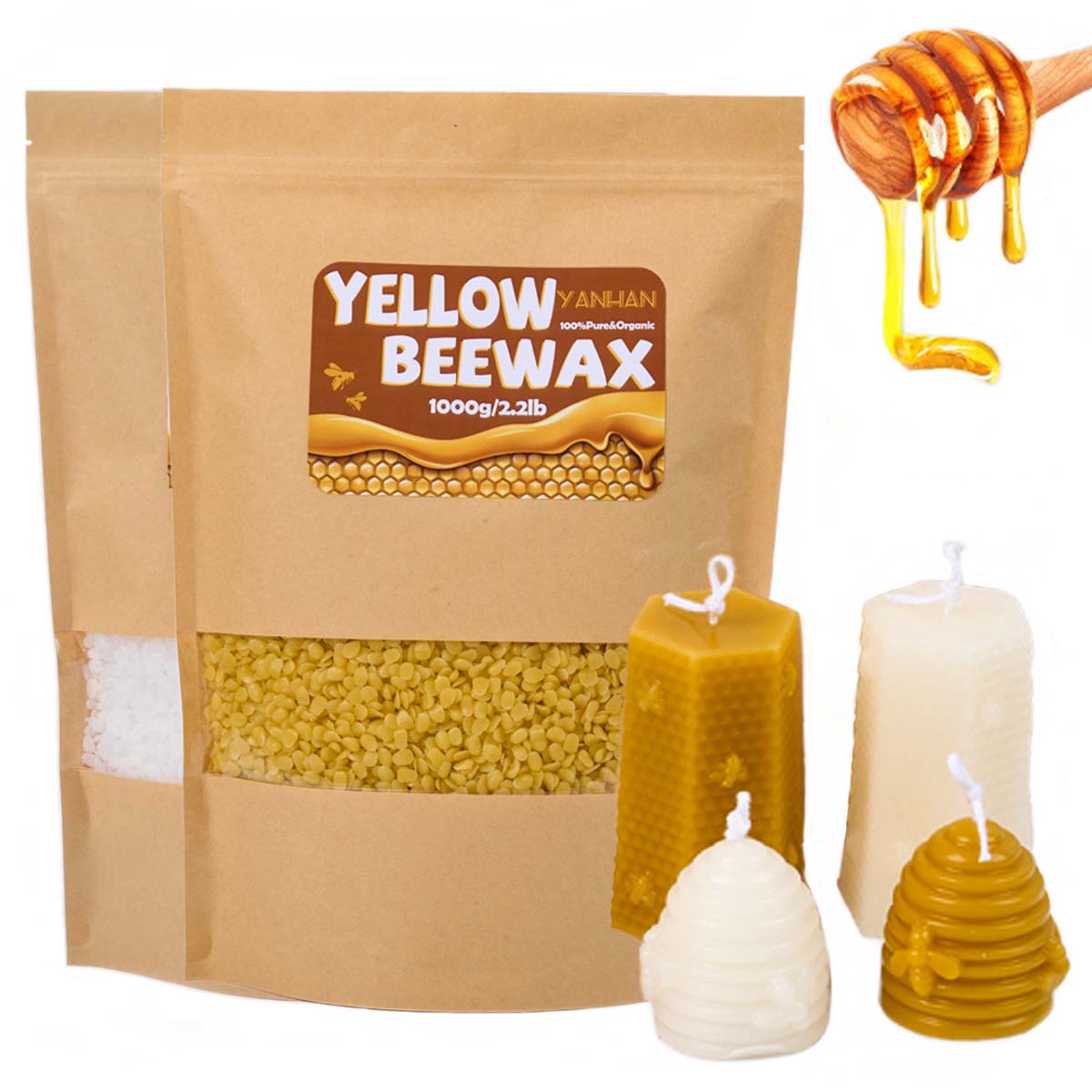 1000g puro natural granular br - Candle Making Kit Beeswax avaliação e preço