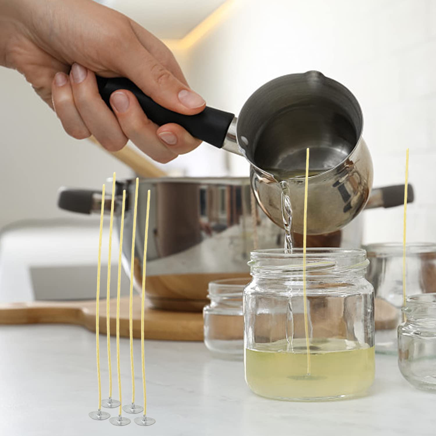 100 peças mechas de vela de ce - Candle Making Kit Beeswax avaliação e preço