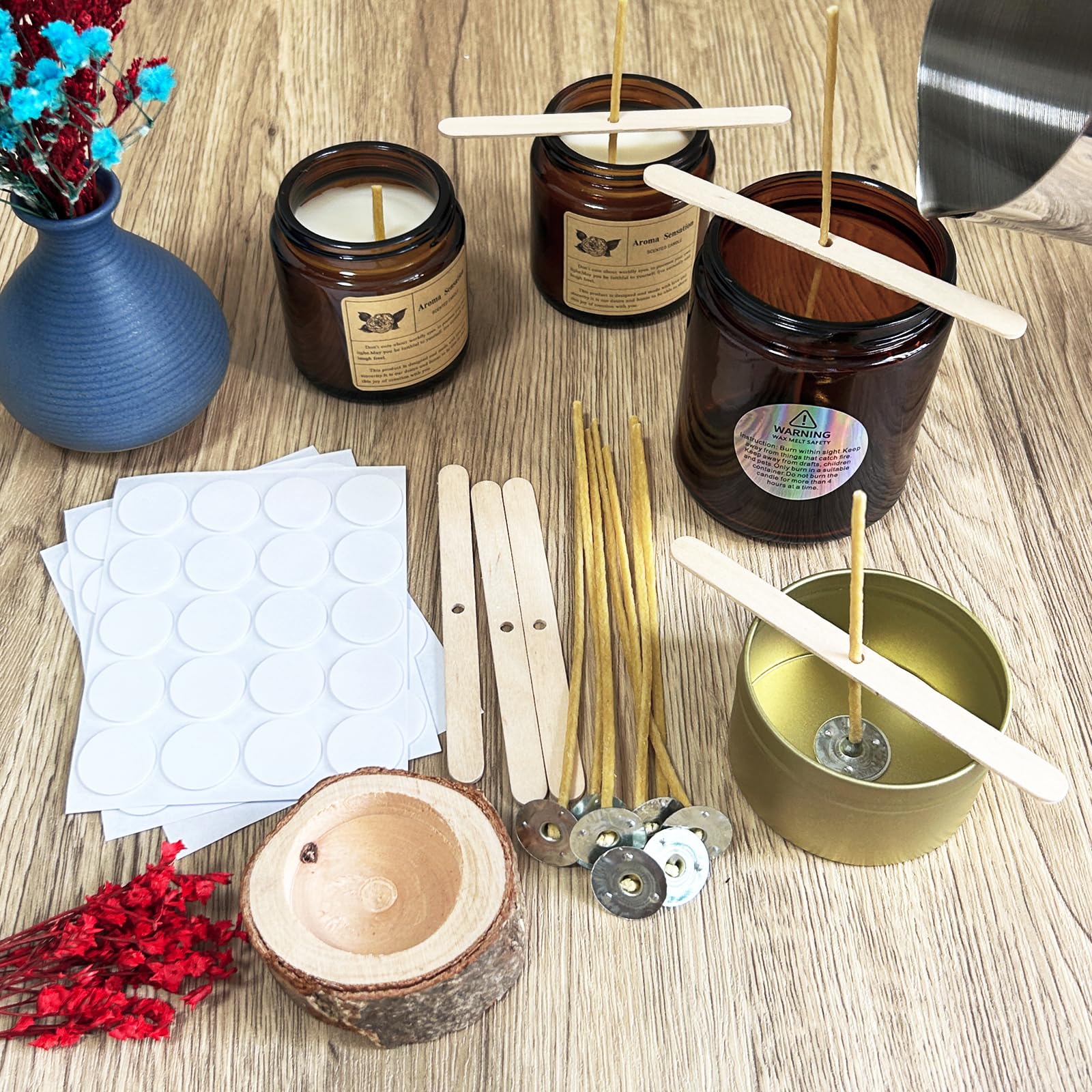 100 peças mechas de vela de ce - Candle Making Kit Beeswax avaliação e preço